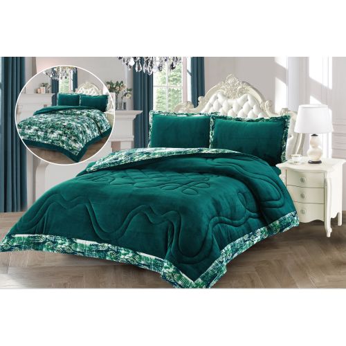 Liz Velvet Deep Lake Comforter Set Thingz, Emerald Green King Bedspread