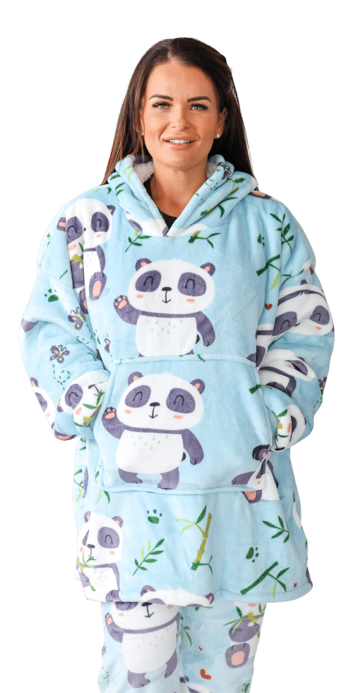 Casa Rosso Panda Hoodie Cute Blue Panda - Image 2