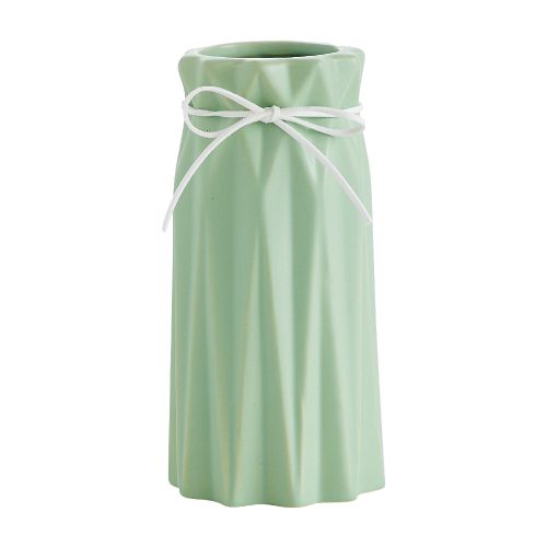 Vase Ceramic Curvy With Ribbon Green 17.5CM