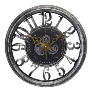Steel Grey Cog Clock 36cm