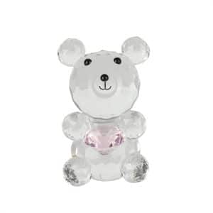 Crystal Bear With Pink Heart 10cm