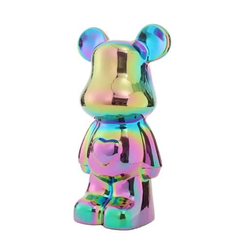 Metallic Bear Money Box Rainbow 35cm