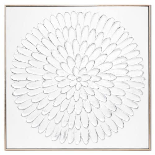 Framed Canvas Oil White Pallet Flower 82x82cm