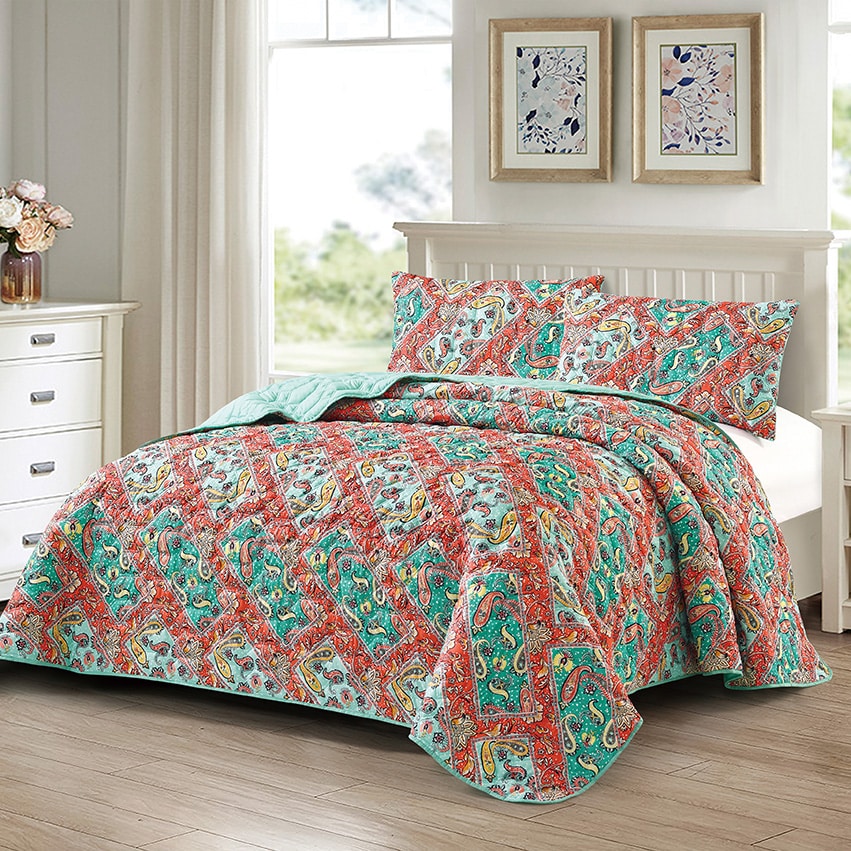 turquoise paisley bedspread