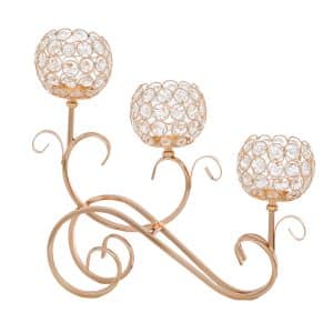Candelabra 3 Tier Diamante Gold 40x336cm