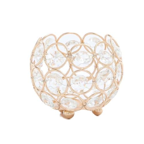 Candle Holder Ball Diamante Gold 9cm