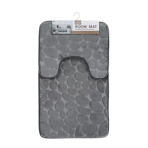 Bathmat Set 2pc Grey Pebbles 50x80cm