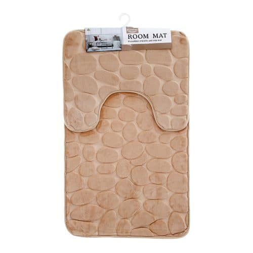 Bathmat Set 2pc Beige Pebbles 50x80cm