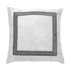 Cushion Crushed Velvet with Border 40cm - White