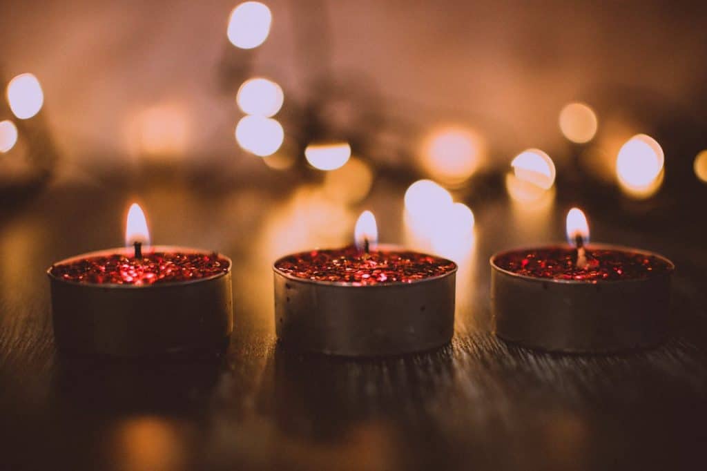 three red tea candles