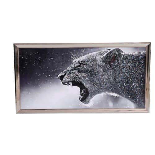 Framed Art Snow Lion 67x127cm