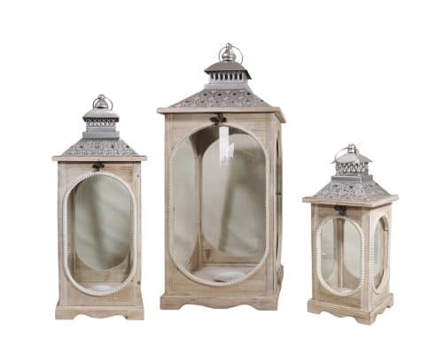 Wood Lantern Natural Oval Window Small