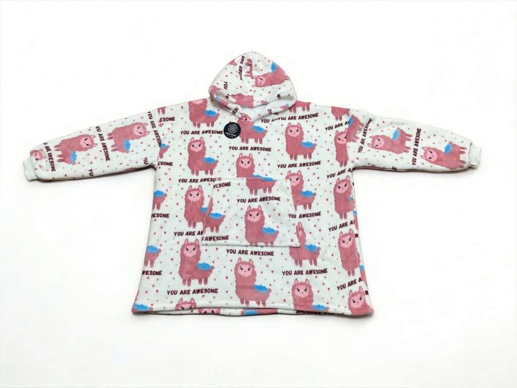 Hoodie with pink llama pattern