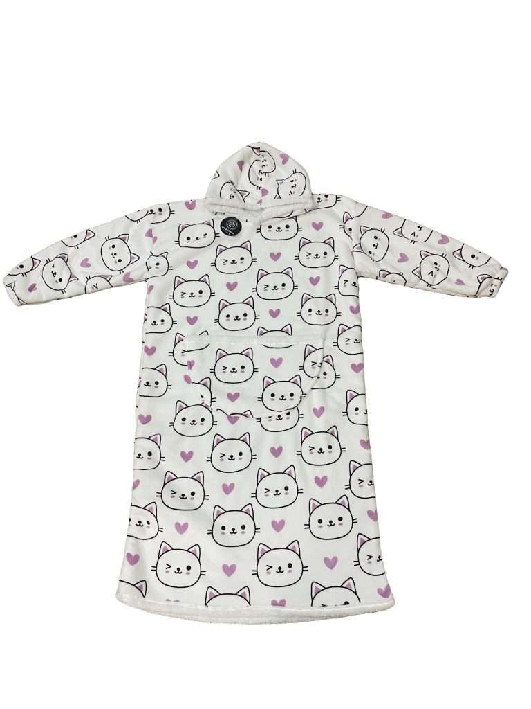 Child's hooded robe with cat design