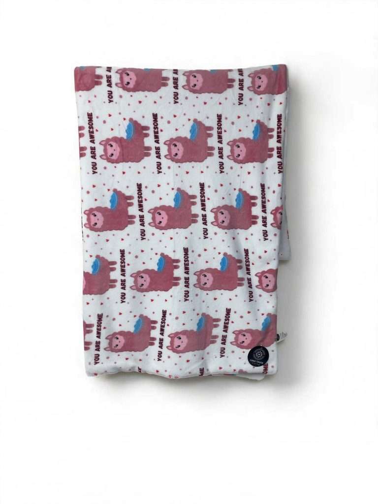 Colourful llama blanket with motivational phrases