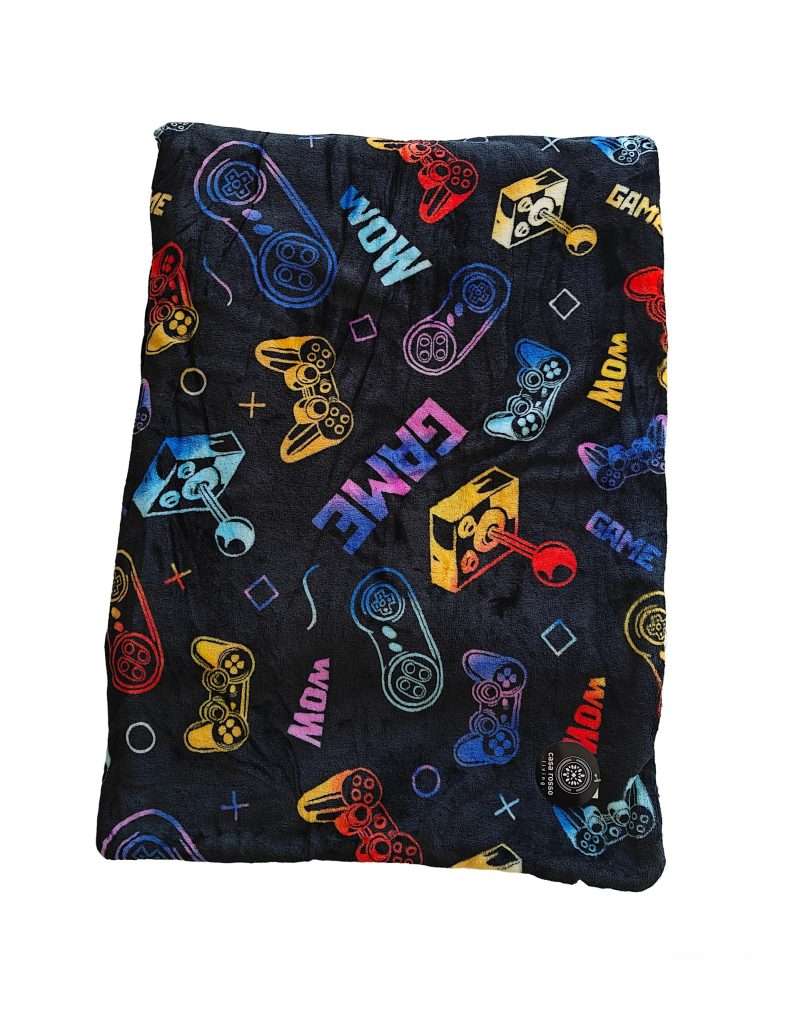 Colourful gaming-themed fabric pattern