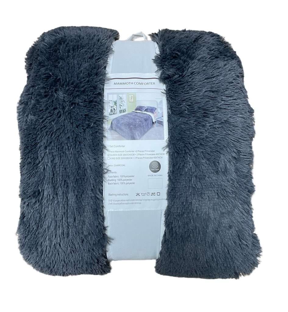 Charcoal grey plush comforter set