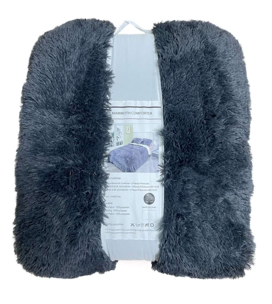 Fluffy charcoal comforter packaging