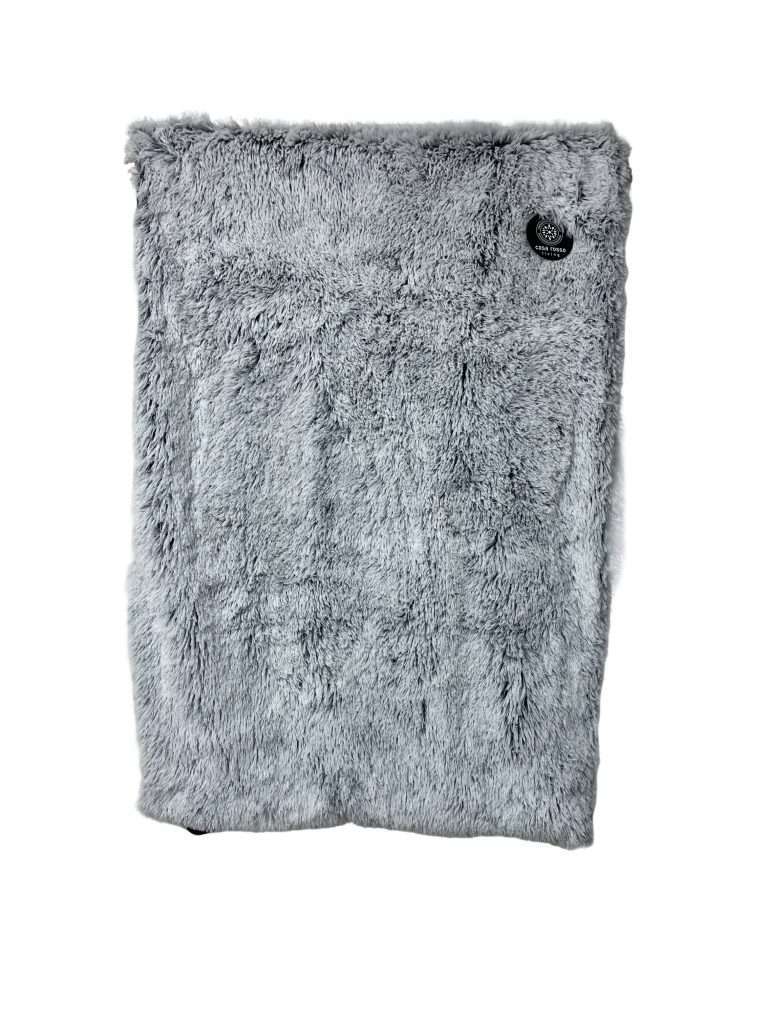 Grey fluffy throw blanket