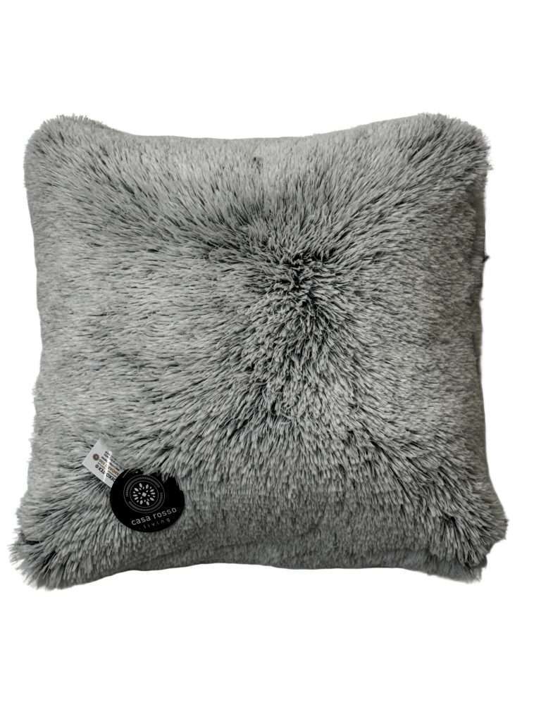 Soft grey faux fur cushion