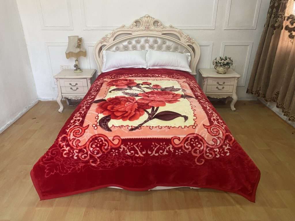 Elegant bedroom with floral blanket