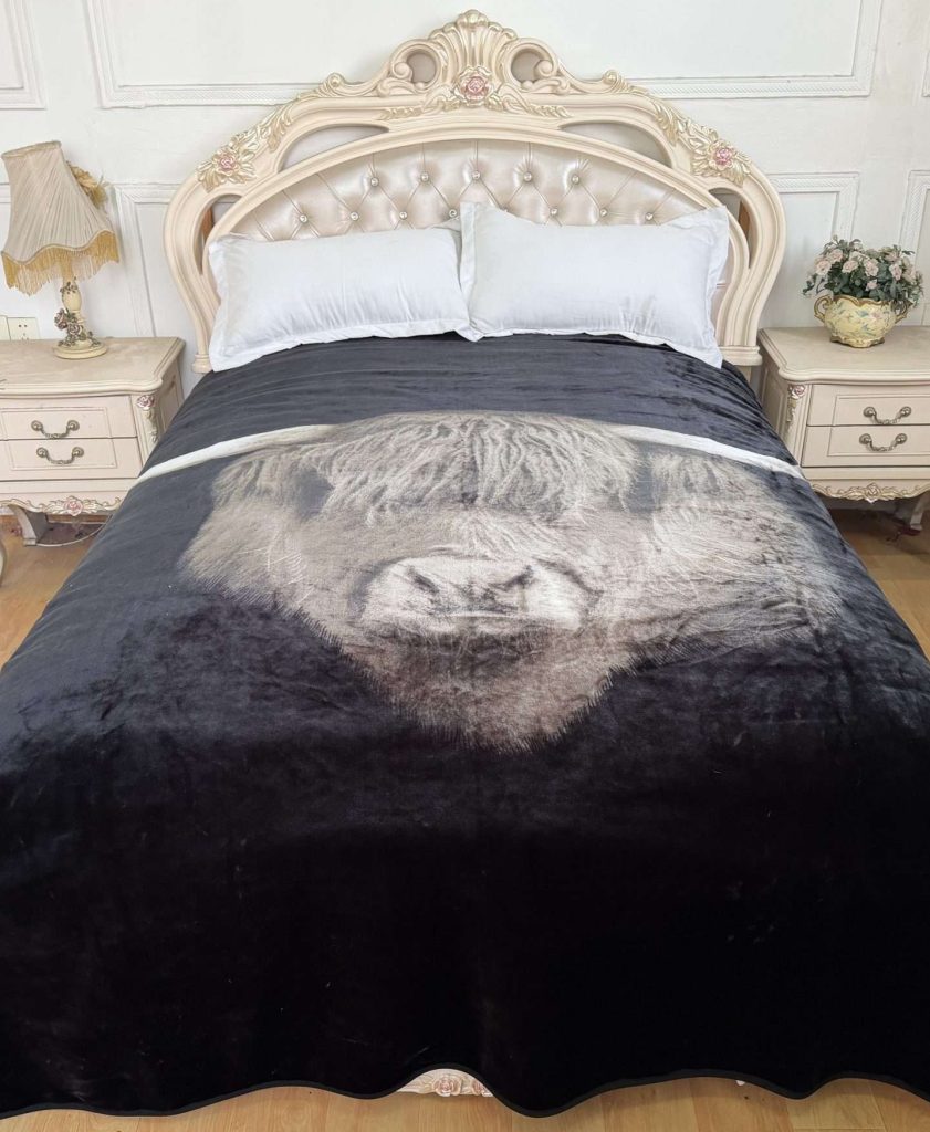 Elegant bedroom with a lion blanket