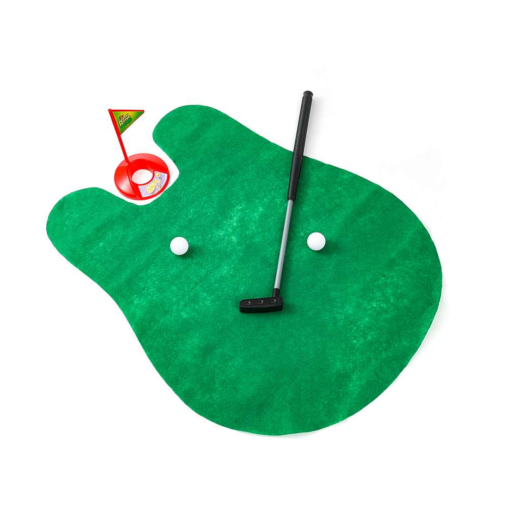Mini golf putting set on green mat