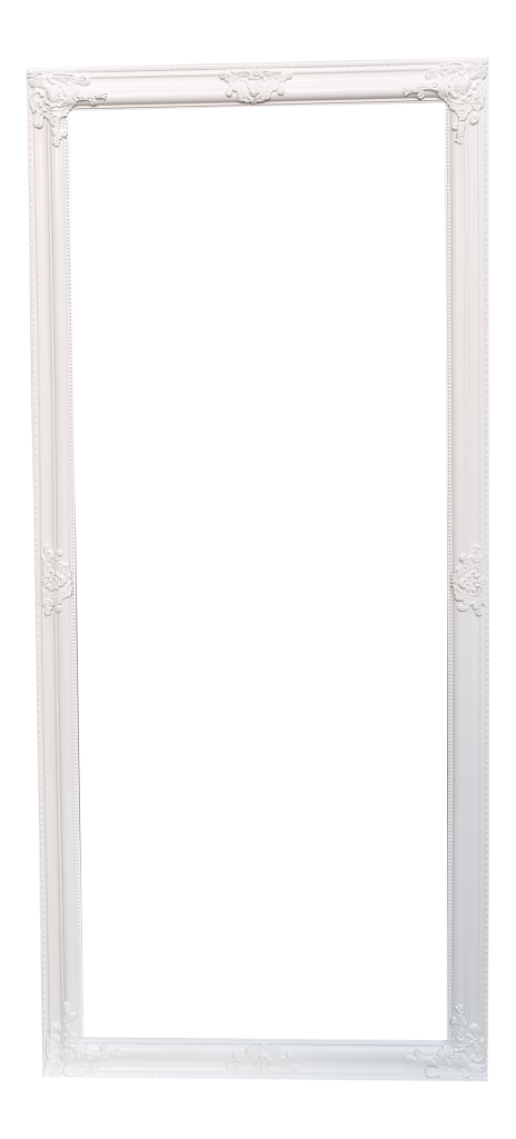 Ornate white vintage picture frame with empty centre