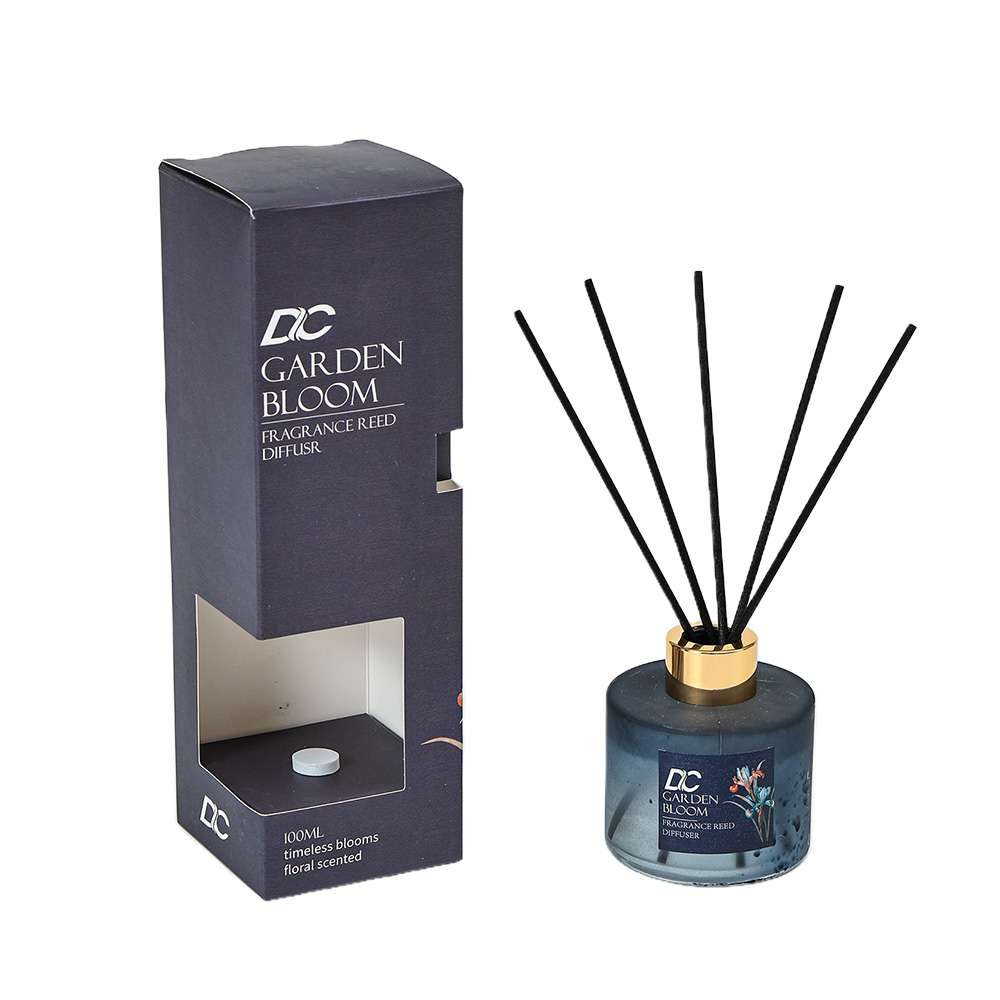 Garden Bloom reed diffuser with black reeds and box