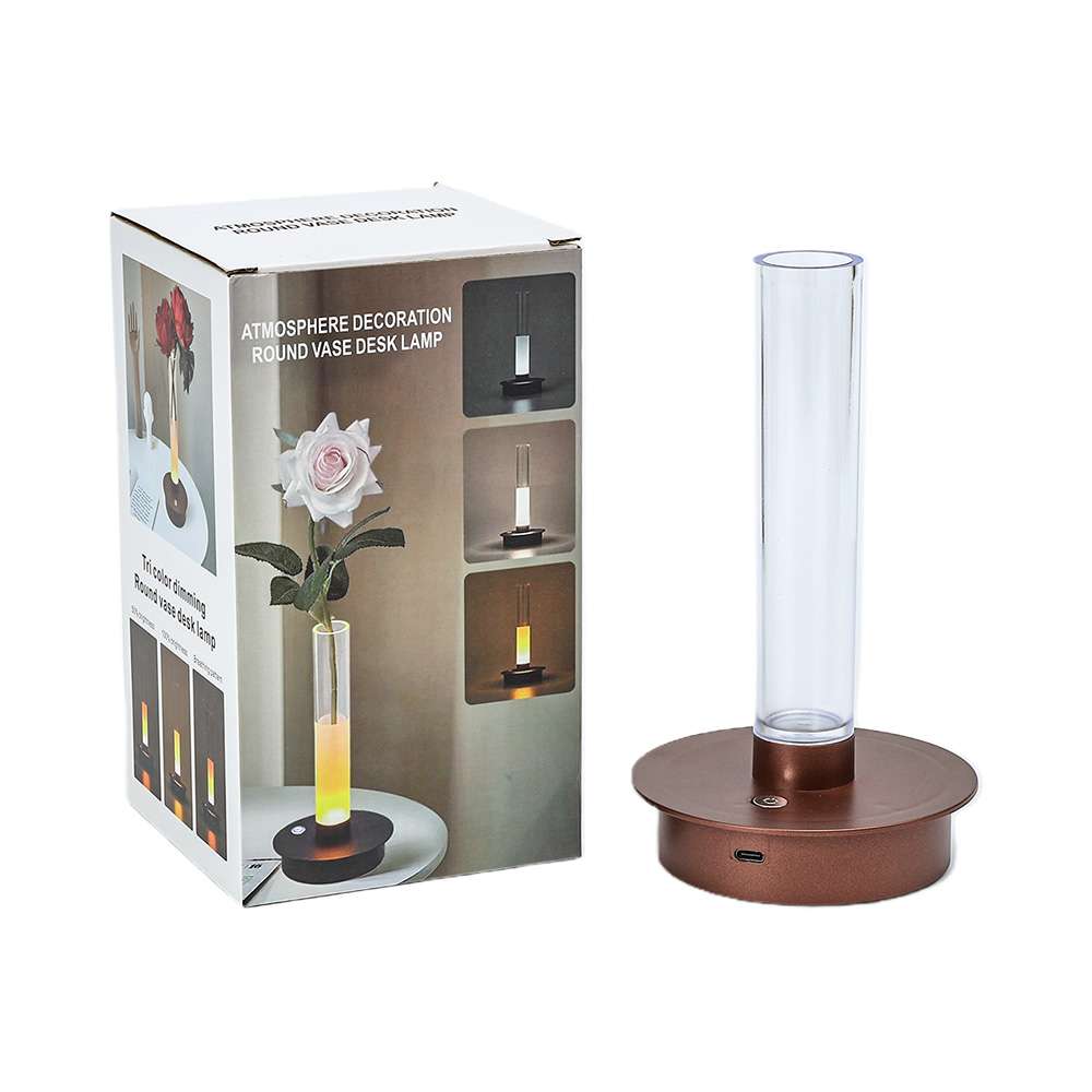 Round vase desk lamp with packaging