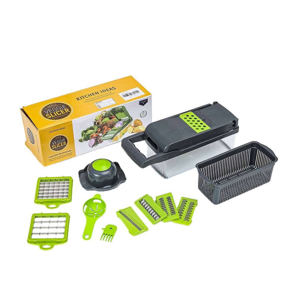 Multi-piece vegetable slicer set with interchangeable blades
